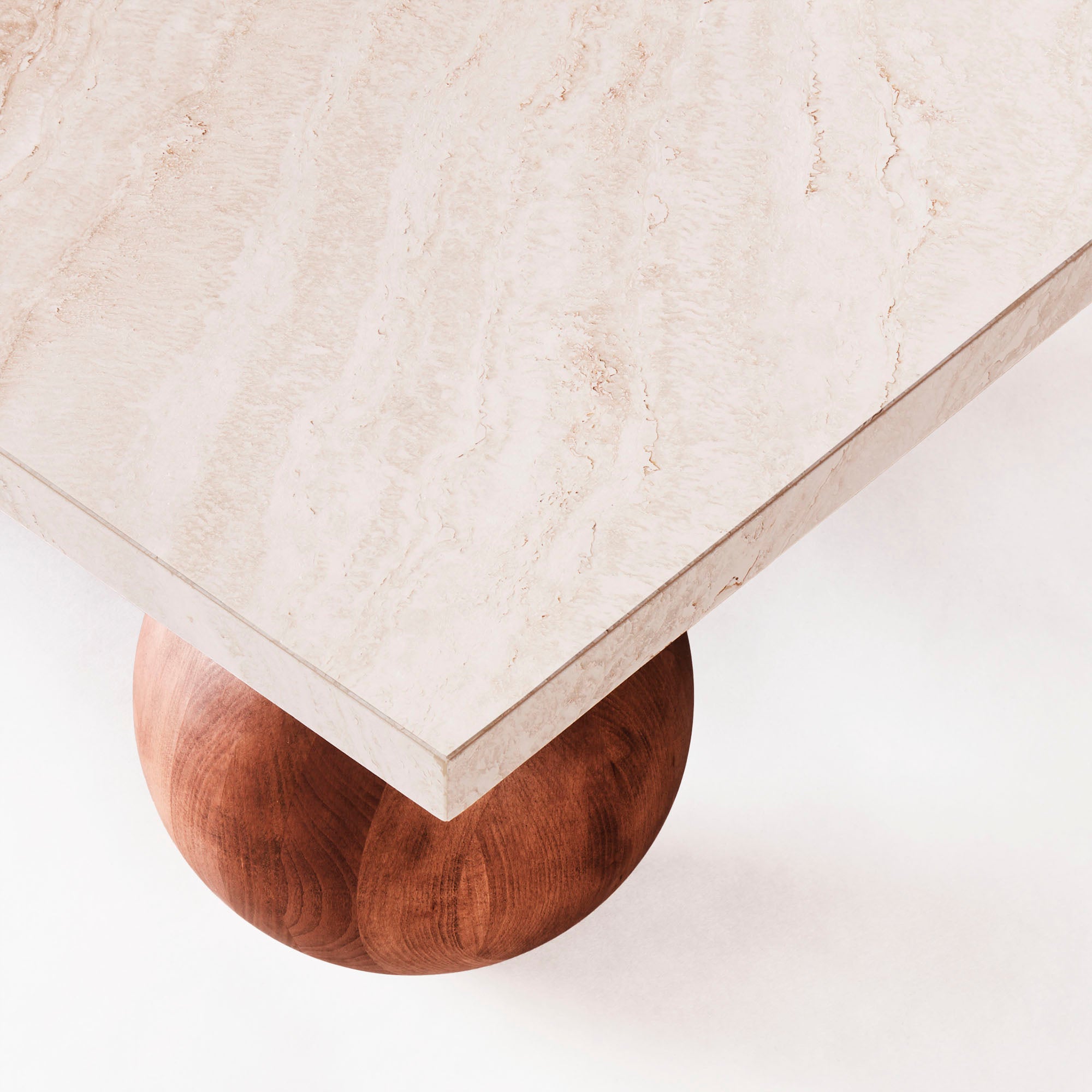 Sphere Square Sofa Table Travertino Bianco