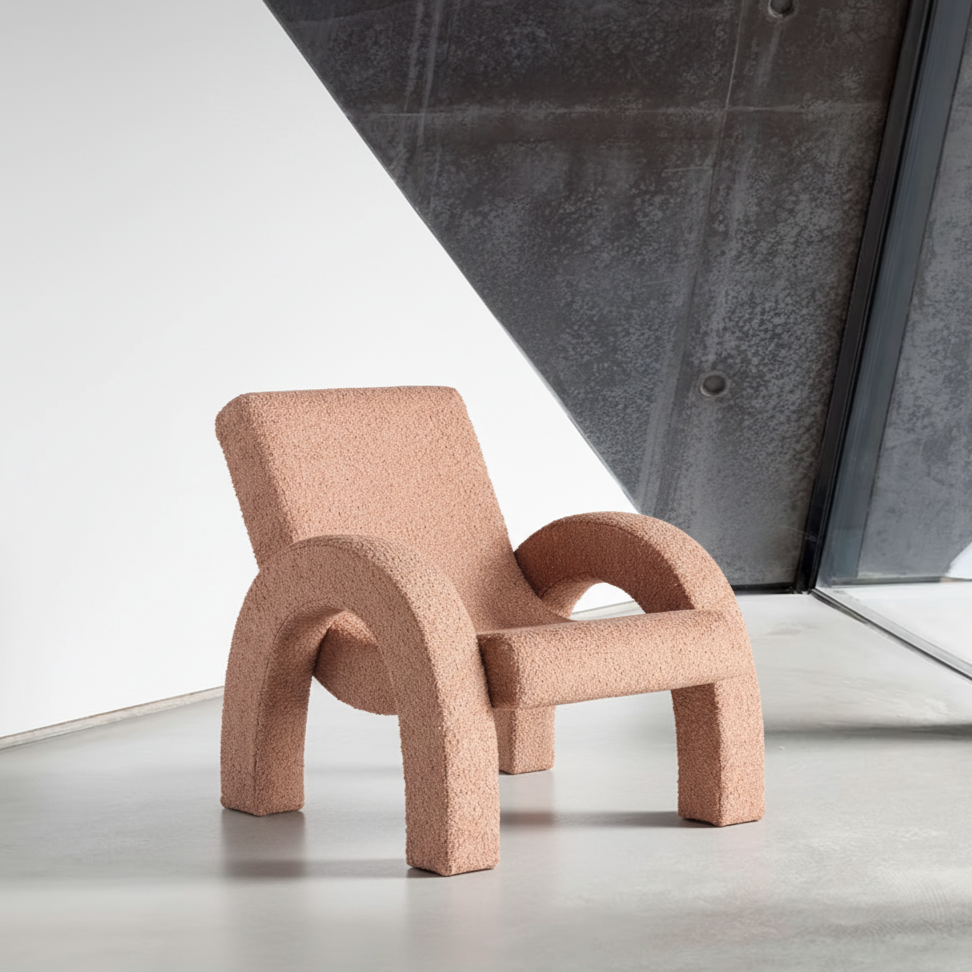 Arco Lounge Chair Small Boucle Pink