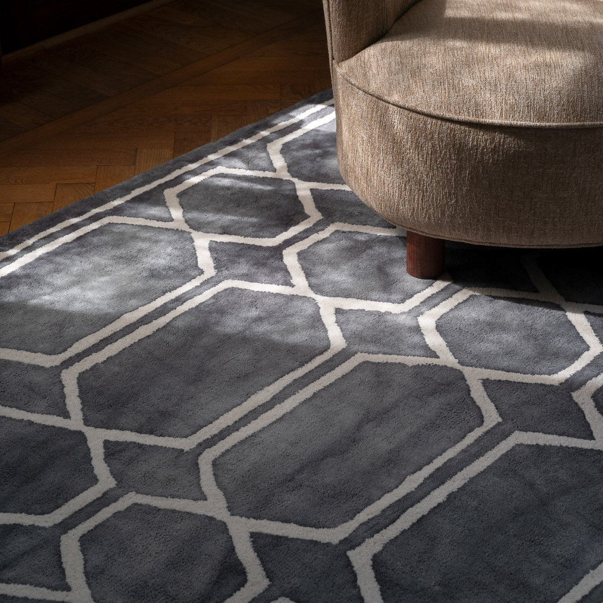 Tie Dye Graphite Ink Rug