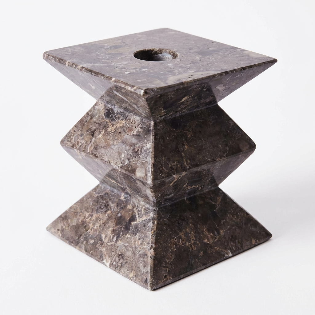 Totem Candle Holder Low Grey