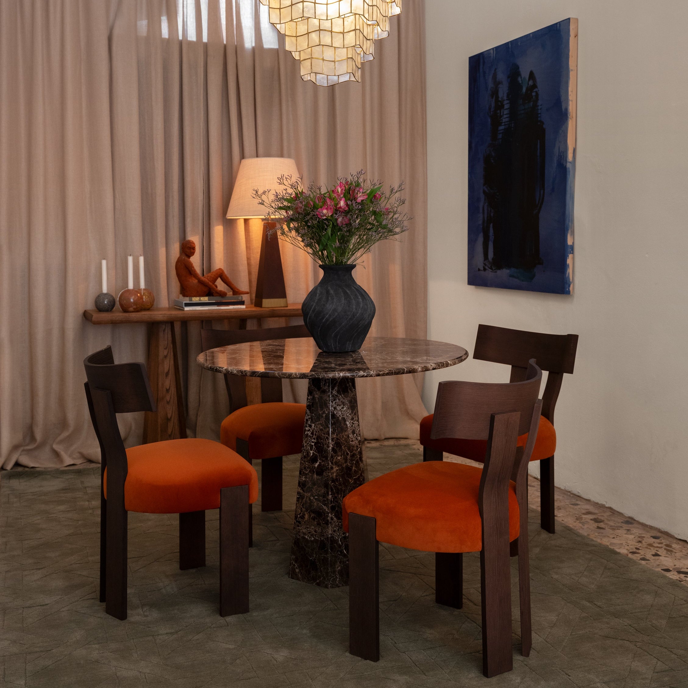 Hexagon Dining Table Dark Emperador