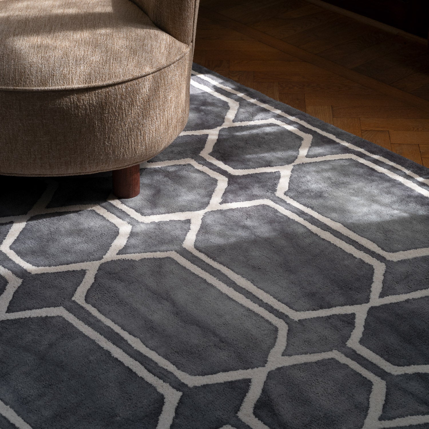 Tie Dye Graphite Ink Rug