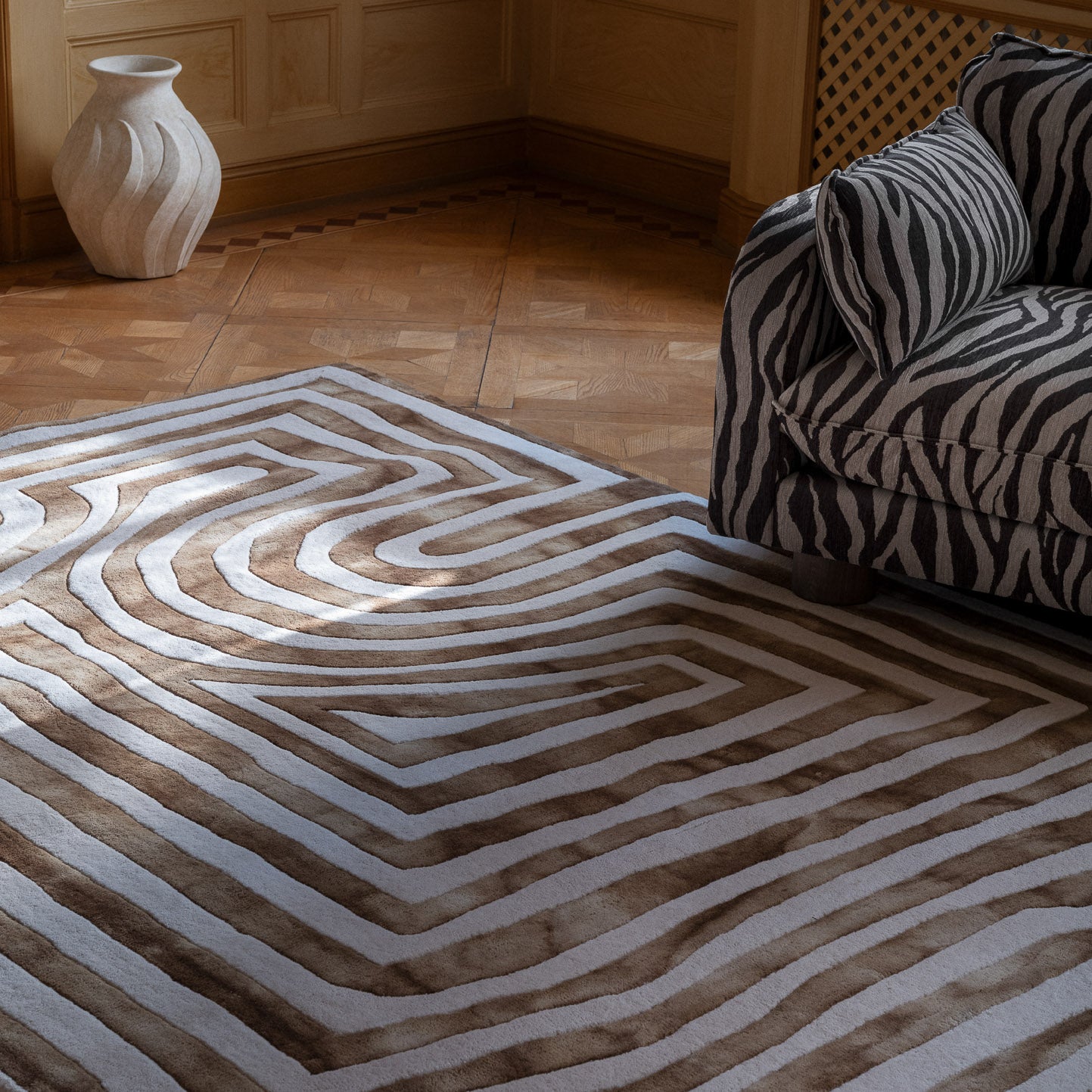 Labryith Rug Psychedelic Labyrinth Beige Dip Dye Rug – Dusty Deco Us